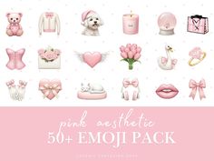 pink aesthetic 50 + emoj pack