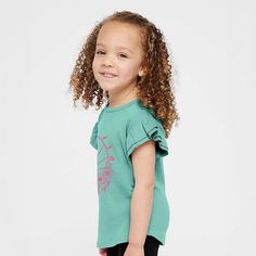 Looking for a cute tee for your daughter? We have the perfect flutter sleeve graphic tee. Cute Pink Ruffle Sleeve Top, Cute Summer T-shirt With Ruffle Sleeves, Playful Green Playwear Tops, Green Playful Playwear Tops, Playful Green Tops For Playwear, Playful Pink Flutter Sleeve Tops, Playful Cotton Top With Flutter Sleeves, Playful Cotton Tops With Flutter Sleeves, Cute Green T-shirt For Playwear