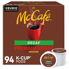 mccafe decaf premium roast medium coffee k - cup pods, 72 count