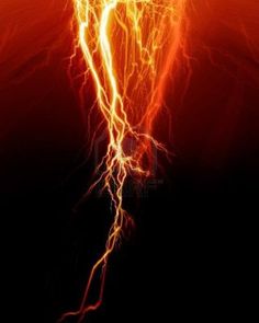 an orange and red background with lightning