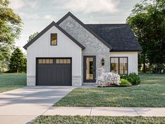 this is a computer rendering of a house with two garages on the front and side