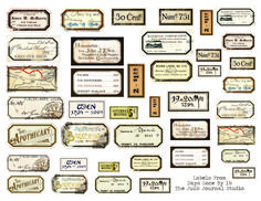 many different types of labels are shown on the white background, including one for each label