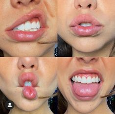 four different angles of a woman's mouth