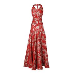 Red and gold brocade dress with flower pattern Red And Gold Gown, 1920s Inspired Dresses, Gold Brocade Dress, Red Flower Dress, Red Silk Dress, Red And White Dress, Gold Gown, Brocade Dress, Gold Outfit