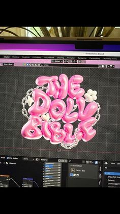 a computer screen that has some type of graffiti on it's display surface, with the words dole dole written in pink