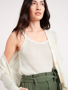 LINEN BLEND: A subtly shining sweater that is soft and breathable so it stays feeling cool and fresh.  Hand wash.  RELAXED FIT: Expertly cut for a loose fit.  Dropped shoulder.  V-neck.  Button front.  Straight hem.  Relaxed fit.  Long sleeves.  Short body length - designed for high-waisted styles.  Body length (size S): Regular 23" Sleeve length from center back: Regular 30" Model: Size XS, 5'10" (178cm). Duster Cardigan Sweater, Textured Knit Sweater, Clothing Haul, Ribbed Sweater Dress, High Waist Fashion, Crop Sweater, Long Sweaters Cardigan, Linen Women, Clothes Collection