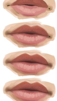 three different types of lips are shown in this drawing technique, with the same color as the