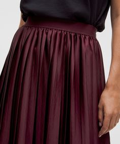 Ready For A Twirl. This Pleated Satin Midi Skirt Has An Eye Catching Sheen Thats Perfect For A Night Out. Designed For Casual. Hits Below The Knee To Just Above The Ankle. Pull-On Waistband. Laser-Cut Hem. | Satin Pleated Midi Skirt Pleated Silk Tiered Skirt, Satin Midi Skirt, Women's Skirts, Pleated Midi Skirt, Women Skirts Midi, An Eye, Satin Fabric, The Knee, Dress Skirt