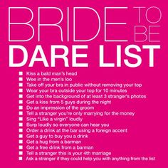 the bride to be dare list