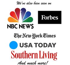 four different logos for nbc news, the new york times, usa today and southern living