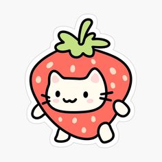 a strawberry with a cat face on it