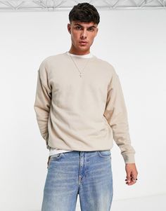 Hoodies & Sweatshirts by New Look Act casual Crew neck Drop shoulders Relaxed fit Everyday Cream Crew Neck Sweatshirt, Cheap Relaxed Fit Beige Sweatshirt, Classic Long Sleeve Beige Sweatshirt, Basic Men's Sweatshirt Affordable, Beige Cotton Crew Neck Sweatshirt, White Sweatshirt Outfit, Sweatshirt Outfit Men, Crewneck Sweatshirt Outfit, Mens Fall Outfits