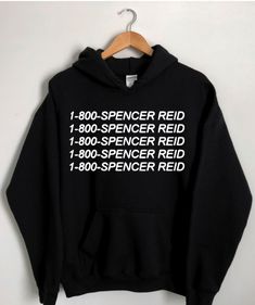 a black hoodie with the words 1, 800 - spencer red and 4, 600 - spencer red printed on it