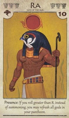 an egyptian tarot card with the image of an egyptian god holding a staff in his hand