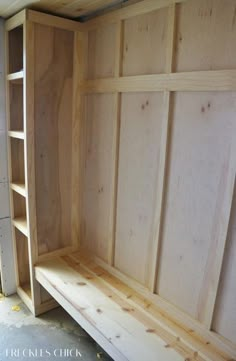 the shelves are built into the wall and ready to be put in their place for storage