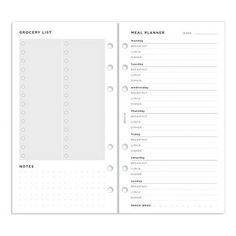 the meal planner is open and ready to be used for dinner, lunch or work