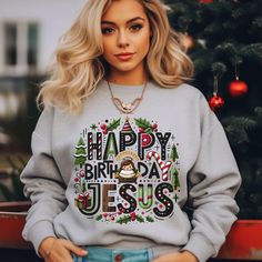 Jesus Is The Reason Sweatshirt Happy Birthday Jesus Christmas Sweatshirt Family Christmas Christian Sweatshirt Christmas Sweater for Women Celebrate the true meaning of the season with this Jesus Is The Reason Sweatshirt, featuring the heartfelt message "Happy Birthday Jesus." This Christian Christmas sweatshirt is perfect for reminding everyone of the joy of Christ's birth, making it an ideal choice for family gatherings and church events. Designed with comfort in mind, this cozy Christmas swea Happy Birthday Jesus Christmas, Christmas Sweater For Women, Christmas Christian, Jesus Christmas, Happy Birthday Jesus, Christmas Sweaters For Women, Church Events, Christian Sweatshirt, Sweater For Women