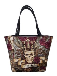 "PLEASE CONTACT US FOR RESALE PRICE US HANDMADE Handbag Shopping Travel Shoulder Bag Style with \"Vintage Skulls Duggery\" Pattern Purse, Cotton, New DIMENSION: 19\" LENGTH X 12\" HEIGHT X 8\" WIDTH * 11\" Double Handle * COMPLETELY LINED INSIDE * SHINNY RED SATIN LINING * TOP ZIPPER CLOSURE * 1 INSIDE ZIPPER POCKET * 1 OUTSIDE ZIPPER POCKET * I INSIDE POCKET * 4 LAYERS OF FABRICS (BE SURE TO COMPARE TO DIMENSIONS ABOVE) THIS ITEM COMES WITH ASSORTED IMAGES You can ALSO pick any fabrics from our Handmade Handbag, Pattern Purse, Scary Dolls, Vintage Skull, Doctor Bag, Handmade Handbags, Shopping Travel, Bag Style, Halloween Patterns