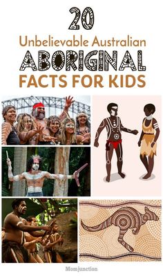 the cover of 20 unbelievable australian abridgenal acts for kids, with pictures of people in costumes