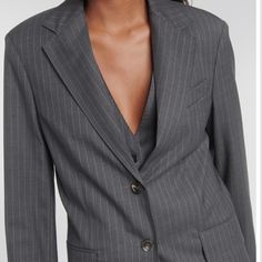 Calvinnklein Grey Pinstripe Tailored Jacket Side Pockets Collared Double Ck Embossed Logged Buttons Fully Lined Size 2 Length 26 Chest 16.5 Nwot Inventory: Jackets. Striped Fitted Outerwear For Business Casual, Office Blazer With Vertical Stripes And Long Sleeves, Striped Long Sleeve Outerwear For Business Casual, Tailored Striped Long Sleeve Outerwear, Tailored Striped Outerwear With Lapel Collar, Spring Pinstripe Outerwear For Business Casual, Striped Lapel Collar Outerwear For Office, Fall Striped Business Outerwear, Classic Striped Outerwear For Work