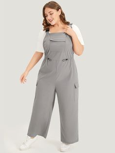 Thigh Straps, Trendy Jumpsuit, Jumpsuits Women, Overall Jumpsuit, Summer Color, Womens Clothing Sizes, Summer Colors, Grey Fashion, Flap Pocket