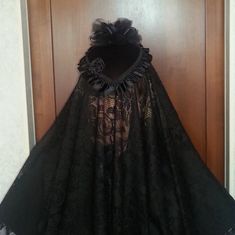 Black Lace Veil, Black Bridal Veil, Black Wedding Veil, Veil Black, Satin Ribbon Roses, Veiled Hats, Lace Veil, Lace Veils, Victorian Women