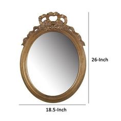 an oval mirror with the measurements for it