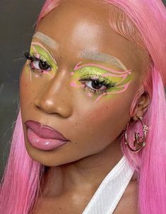 Sza Makeup, Make Carnaval, Artsy Makeup, Funky Makeup, Bright Makeup, Face Art Makeup, Graphic Makeup