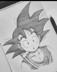 a drawing of a cartoon character in black and white with a pencil on top of it