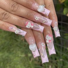 10 Pcs Kawaii Nails Hello Kitty Nails Hello Kitty Press on Etsy Hello Kitty Acrylic Nails, Marvel Nails, Paznokcie Hello Kitty, Tropical Vacation Nails, Quinceanera Nails, Kitty Theme, Kitty Nails, Natural Nail Art, Hello Kitty Nails