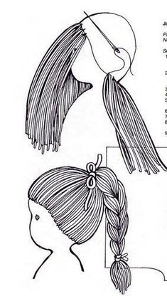 the diagram shows how to draw hair in different ways