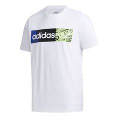 adidas neo Contrasting Colors Logo Printing Sports Short Sleeve White GJ8896 (Men's) Summer Cotton Activewear With Adidas Logo, White Spring Activewear With Three Stripes Branding, Casual Cotton Activewear With Three Stripes Branding, White Activewear For Spring, Casual Adidas Breathable Activewear, Casual Adidas Activewear, Breathable, Casual Adidas Activewear With Breathable Fabric, Adidas Logo Athletic Fit Activewear For Light Sports, Adidas Athleisure Activewear With Graphic Print