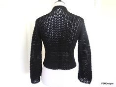 Crochet Crop Cardigan, Womens Center, Crochet Short, Crop Cardigan, Crochet Crop, Black Crochet, Cropped Cardigan, Short Jacket, Sweater Black