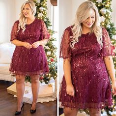 We absolutely LOVE this dress! This dress has a bold wine color with the cutest sparkles for a look you can wear to every event this season! It's comfortable, has a classic shift-fit to flatter your figure, and was made for the Holidays! Simply, style this dress with heels and dainty earrings for an effortlessly chic look!
Self: 100% Polyester 
Lining: 100% Polyester Burgundy Dress For Holiday Night Out, Burgundy Dress For Night Out And Holiday, Holiday Burgundy Mini Dress For Night Out, Burgundy Mini Dress For Date Night Holiday, Burgundy Sequin Dress For Night Out, Holiday Burgundy Sequin Dress, Glamorous Burgundy Sequin Dress, Holiday Mini Dresses In Burgundy, Burgundy Sequin Dress For Party Season