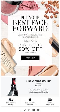 an advertisement for the sephora best face forward sale, with cosmetics and makeup products