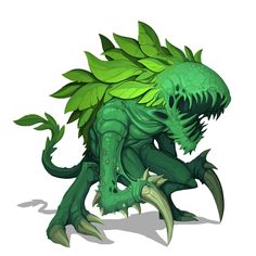 a green creature with leaves on it's head