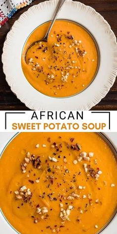 two bowls of sweet potato soup on top of each other