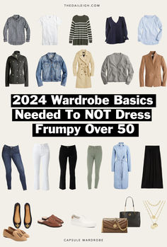 2024 Wardrobe basics for women over 50 Wardrobe Basics For Women, Classic Wardrobe Basics, Chic Capsule Wardrobe, Capsule Wardrobe Casual, Capsule Wardrobe Women, Clothing Wardrobe, Clothes For Women Over 50, Fashion Capsule Wardrobe, Over 60 Fashion