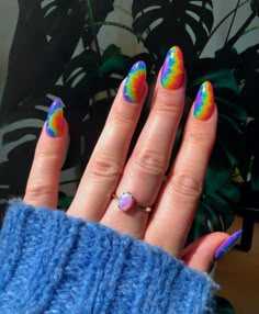 Nail Design Glitter, Tie Dye Nails, Grunge Nails, Trendy Nail Design, Fire Nails