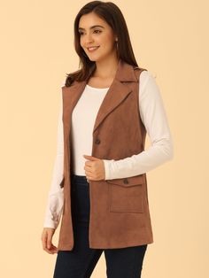 Shop Allegra K for Lapel Single Breasted Tie Belt Work Sleeveless Suede Vest Jacket you are looking for, get more women's Vests for yourself. Order now! Free Returns！ Duster Vest, Women's Vests, Long Duster, Suede Vest, Spring Essentials, Black Velvet Dress, Tweed Dress, Denim Midi Skirt, Women Skirts Midi