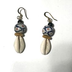 Unique Earrings Handmade White Beaded Earrings For Vacation, Casual White Drop Earrings, White Earrings With Ear Wire For Vacation, White Ear Wire Earrings For Vacation, Casual Beaded Earrings For Beach, Casual Blue Earrings For Beach, Blue Earrings For Vacation, White Bohemian Earrings For Everyday Wear, Bohemian White Earrings For Everyday Wear