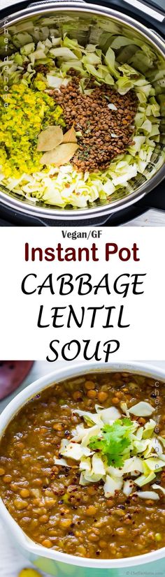 the instant pot cabbage lentil soup is ready to be eaten