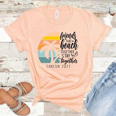 Friends Beach Shirt with Retro Vibes is a perfect summer shirt for your girlfriend trip to the beach! Be ready for your summer vacation with this soft and fun beach tee! Available in White, Peach and Grey. To personalize: Write city and year in the personalization box on this page. You can change the customization to say whatever you like - for a bridesmaid weekend it could say "Heidi's Hens, or Taylor's Crew, Bride Squad etc. If the box is left blank, there will be no city/year added to the shi Bridesmaid Weekend, Girlfriend Trips, Beach Tee, Fun Beach, Bride Squad, Beach Shirt, Travel Shirts, Vacation Shirts, Beach Shirts