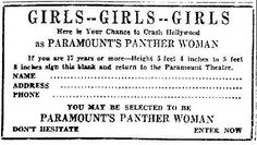 an old advertisement for the women's panter woman, which is now on display