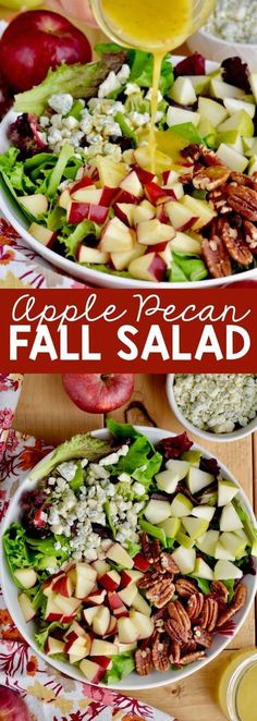 apple pecan fall salad with apples and pecans