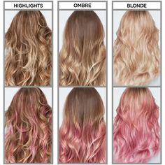 Turquoise Hair Ombre, Pink Hair Highlights, Loreal Hair Color, Pink Ombre Hair, Light Pink Hair, Pink Blonde Hair, Blue Ombre Hair, Temporary Hair Dye, Semi Permanent Hair Dye