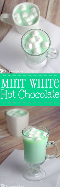 mint white hot chocolate with marshmallows in it