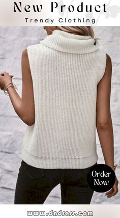 Mock Neck Sweater Vest Sleeveless Sweater Vest, Elegant Fall, Ladies Turtleneck Sweaters, Sleeveless Pullover, Cowl Neck Sweater, Sleeveless Sweater, Knit Vest, Sweater Coats, Casual Fits