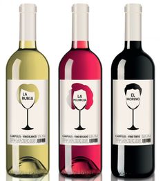 three bottles of red, white and pink wine with the label la rosita