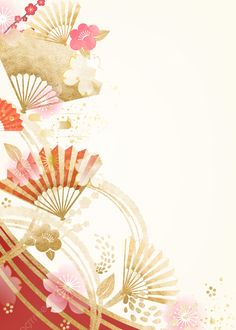 Chinese New Year Pattern Design, Chinese New Year Background, Japanese Background, Cherry Blossom Watercolor, Red Cherry Blossom, Japanese New Year, Golden Background, City Background, New Year Decoration